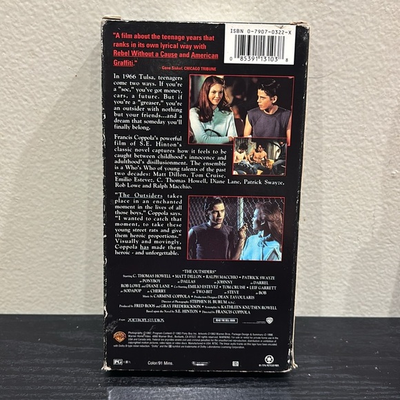 Warner Bros. The Outsiders VHS - Black and Blue - Picture 2 of 3